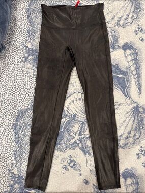 SPANX Black Faux Leather-Look Leggings